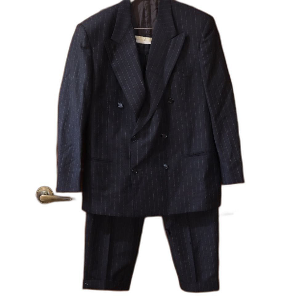 Cerruti 1881 Gray Pinstripe Suit NEEDS REPAIRED 50R